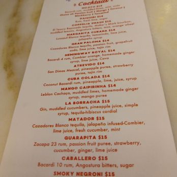 Coppelia - Cocktail menu - Cuban Near Me - New York, New York Coppelia - Cocktail menu - Cuban Near Me - New York, New York