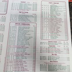 China King - Menu as of October 2025