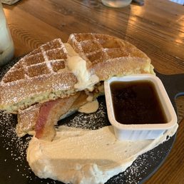 Waffle with bacon