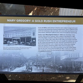 Old Sacramento Waterfront - A plaque we came across in "sunken" Pioneer Park, honoring an entrepreneur from the gold rush days - Museums Near Me - Sacramento, California