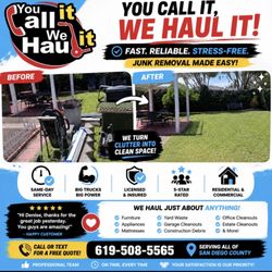 You Call It We Haul It - Another clutter-free transformation by You Call It We Haul It  Fast, reliable, stress-free junk removal across San Diego!   619-508-5565