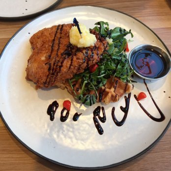 Cafe Wild - Chicken & waffles. 6/10. Confusing blend of savory and sweet. Chicken is bland / waffles are good. - Breakfast & Brunch Near Me - Manhattan Beach, California