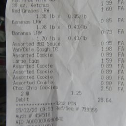 Receipt for 5 packs of 89c cookies