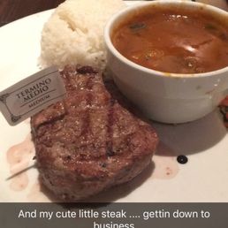 Filet mignon rice and beans. Super tender and quite flavorful Filet mignon rice and beans. Super tender and quite flavorful