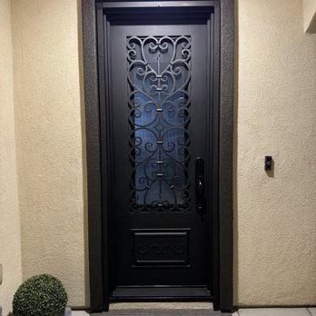 Advanced Iron Concepts - Beautiful front door, nighttime with lighting - Fences & Gates Near Me - Corona, California