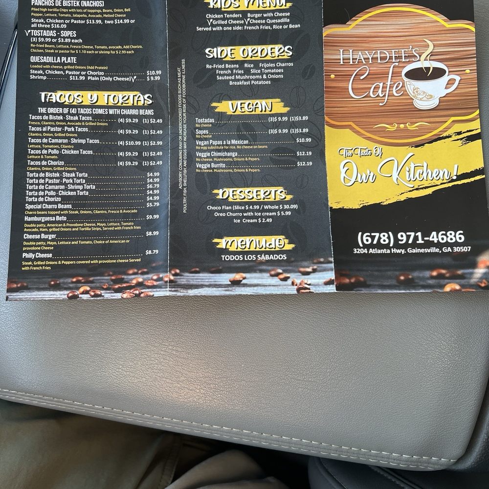 Haydees Cafe - Menu 1 - Mexican Near Me - Gainesville, Georgia
