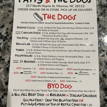 Patty and the Dogs - Menu - Hot Dogs Near Me - Monroe, North Carolina Patty and the Dogs - Menu - Hot Dogs Near Me - Monroe, North Carolina