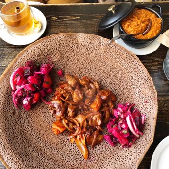 Mela Bistro - Spiced Tea, Lamb Tibs, Misir Wot (lentils in the pot) ALL SO YUMMY! - Ethiopian Near Me - Oakland, California Mela Bistro - Spiced Tea, Lamb Tibs, Misir Wot (lentils in the pot) ALL SO YUMMY! - Ethiopian Near Me - Oakland, California