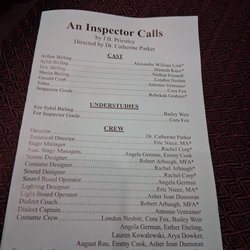 Rochester Christian University - Program of play: An Inspectors Calls.