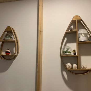 Kato Sushi - two wooden shelves on a wall - Sushi Bars Near Me - Stouffville, Ontario