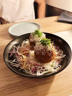 Photo of Incheon Restaurant - Annandale, VA, US. [YANG]  Lamb Corquette, parmigiano reggiano. mushroom, doenjang dijon mustard dressing