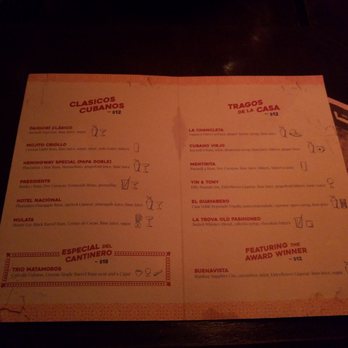 Cafe La Trova - Menu - Cocktail Bars Near Me - Miami, Florida