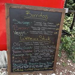Log Cabin breakfast burritos - The menu, I got a fat "Big G" burrito