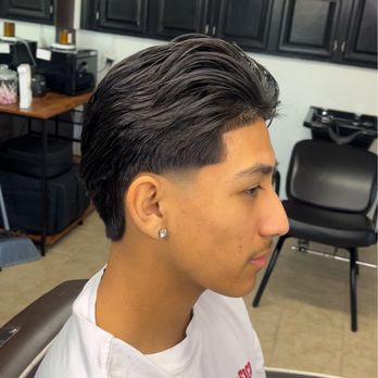 Gbaby Blends - mid taper fade W/slickback - Barbers Near Me - Duncanville, Texas Gbaby Blends - mid taper fade W/slickback - Barbers Near Me - Duncanville, Texas