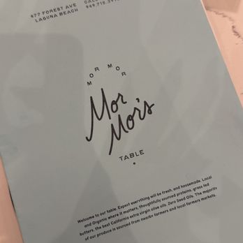Mor Mors - Front of menu - Pizza Near Me - Laguna Beach, California Mor Mors - Front of menu - Pizza Near Me - Laguna Beach, California