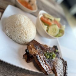 Viet Kitchen - My partner's pork n rice which I got to try.  So yummy.