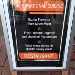Tara Restaurant - Signage explaining the international menu