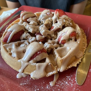 Toasted Mango Cafe - Yummy waffle with toppings - Cafes Near Me - Sarasota, Florida