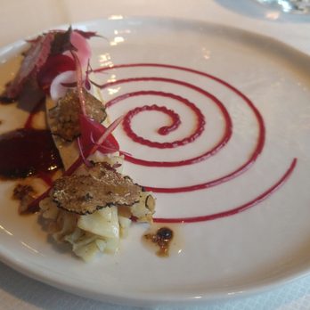 Aan De Poel - Chef's Dinner Menu Roast Dover Sole with beetroot gazpacho, celery and truffle. - Modern European Near Me - Amstelveen, New Hampshire Aan De Poel - Chef's Dinner Menu Roast Dover Sole with beetroot gazpacho, celery and truffle. - Modern European Near Me - Amstelveen, New Hampshire