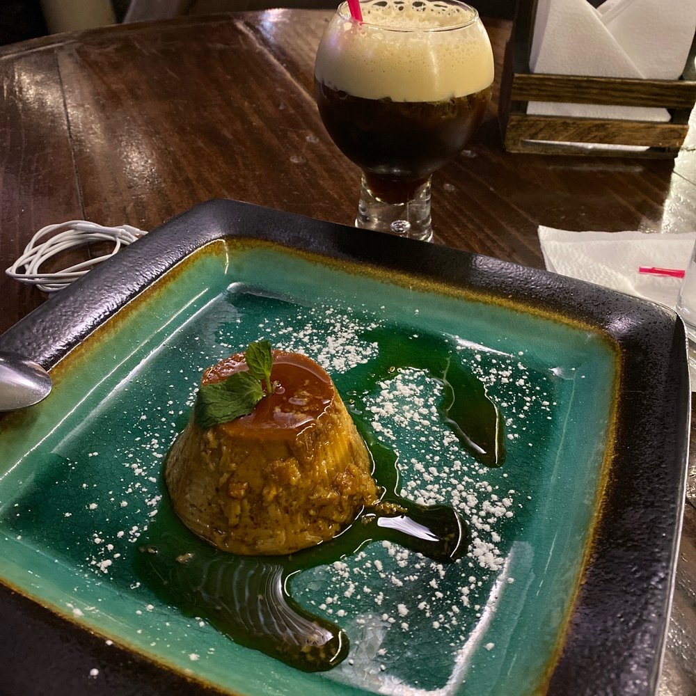 Flan and carajillo