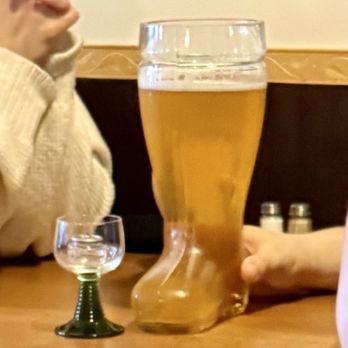 Rheinblick German Restaurant - 64 ounces of beer in a glass boot - German Near Me - Canandaigua, New York Rheinblick German Restaurant - 64 ounces of beer in a glass boot - German Near Me - Canandaigua, New York