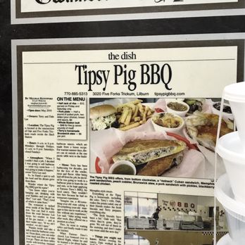 Tipsy Pig BBQ - So delicious! Best smoked pork I've ever had!Hubby and I ordered a full rack ribs and 1/2 lb of pulled pork to go , excellent meat! - Barbeque Near Me - Lilburn, Georgia Tipsy Pig BBQ - So delicious! Best smoked pork I've ever had!Hubby and I ordered a full rack ribs and 1/2 lb of pulled pork to go , excellent meat! - Barbeque Near Me - Lilburn, Georgia