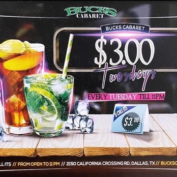 Bucks Cabaret - a picture of a drink on a table - Strip Clubs Near Me - Dallas, Texas