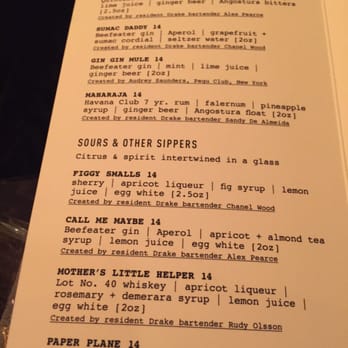 The Drake Hotel - Cocktail menu - Hotels Near Me - Toronto, Ontario The Drake Hotel - Cocktail menu - Hotels Near Me - Toronto, Ontario
