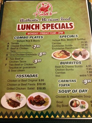 Menu photo 5 Pina's Mexican Restaurant San Pedro, CA