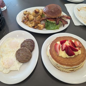 Eggs Up Grill - Croissant-style Donuts 3-CT Strawberries & Cream Pancakes Egg Bomb BLT - Breakfast & Brunch Near Me - Cedar Park, Texas Eggs Up Grill - Croissant-style Donuts 3-CT Strawberries & Cream Pancakes Egg Bomb BLT - Breakfast & Brunch Near Me - Cedar Park, Texas