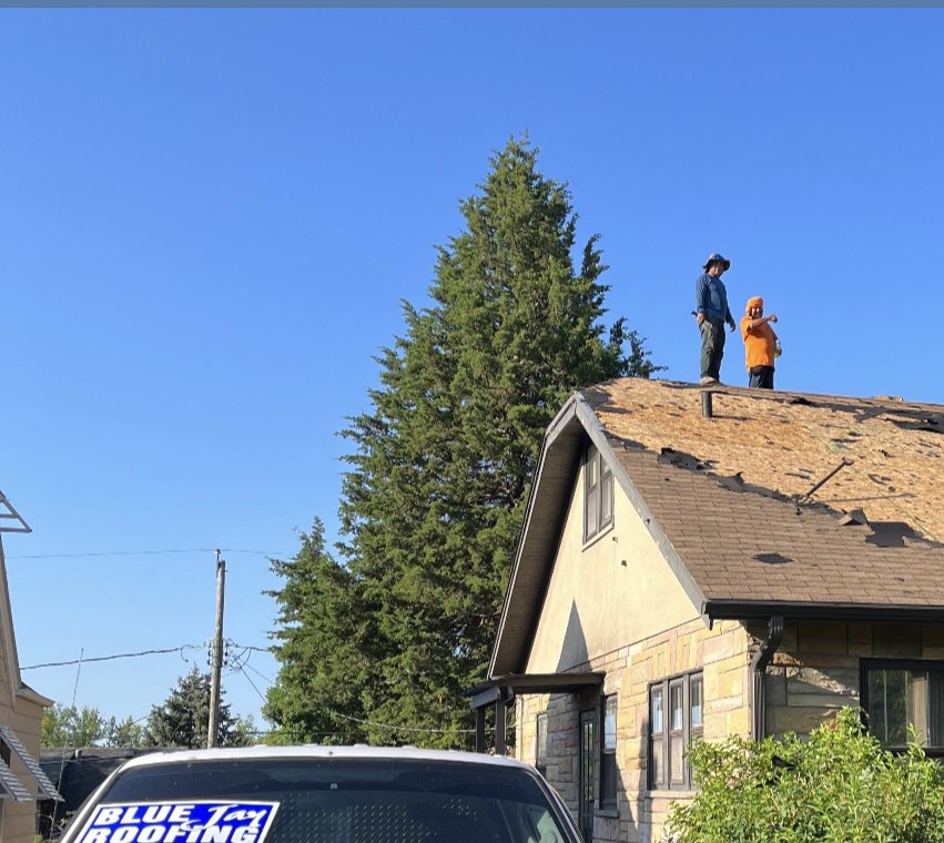 Slide of Bluejay Roofing