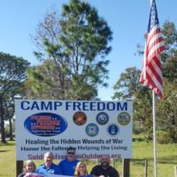 Sign welcoming you to Camp Freedom