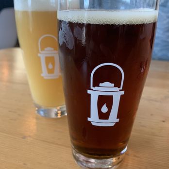 Pathlight Brewing - 75th street abbey ale (front) and hazy IPA (can't remember the name, but it's tropical fruit forward) - Brewpubs Near Me - Shawnee, Kansas