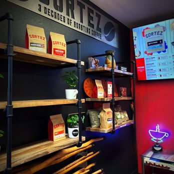 Cortez Coffee Roasters - shelves of coffee beans and coffee beans - Coffee Roasteries Near Me - Tempe, Arizona