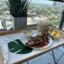 Premiere Surgical Arts - Stuffed Branzini fish on the balcony!! PSA patients love it here!