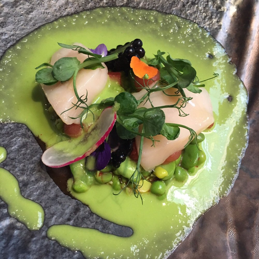 Scallops in pea mojito Scallops in pea mojito