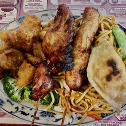 Sunny Garden Chinese Restaurant - General Tso Chicken with Pork Lo Mein and Chicken Teriyak