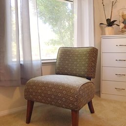 I love my chair it's perfect. I bought this chair at a yard sale and it was pretty beat up but now it's modern and fresh!
