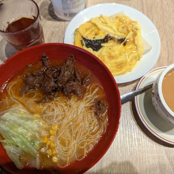 Cafe De Hong Kong - Satay beef + eggs w/black truffle breakfast combo - Hong Kong Style Cafe Near Me - Markham, Ontario Cafe De Hong Kong - Satay beef + eggs w/black truffle breakfast combo - Hong Kong Style Cafe Near Me - Markham, Ontario