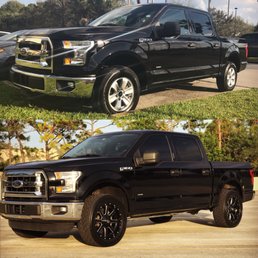 Amazing job on our 2016 Ford F-150 XLT 3.5L EcoBoost. DV8 did a simple project with new rims, tires and a leveling kit!! Amazing job on our 2016 Ford F-150 XLT 3.5L EcoBoost. DV8 did a simple project with new rims, tires and a leveling kit!!