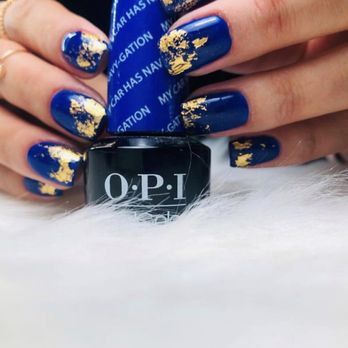 it’s a nail thing - One of my first designs with her.  I LOVED THIS BLUE - she recommended the gold which looked AMAZING - Nail Technicians Near Me - Downey, California