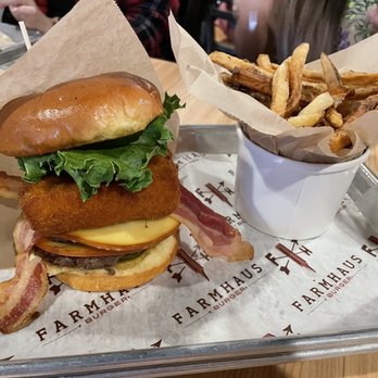 Farmhaus Burger - The Mac Daddy and fries - Burgers Near Me - Augusta, Georgia