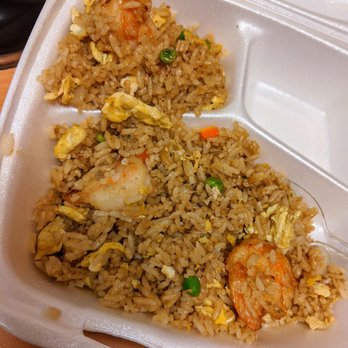 China Chef - Shrimp fried rice. I had eaten almost half before taking the photo so there are at least 3 missing shrimp. Delicious! - Chinese Near Me - Des Moines, Iowa