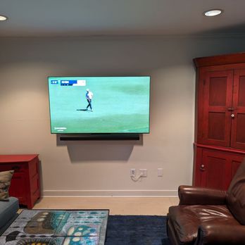 H2 Audio Video - 65" LG OLED C3 TV with Sonos Arc soundbar and Midlite Power+Port HDTV Power Solution - Home Theatre Installation Near Me