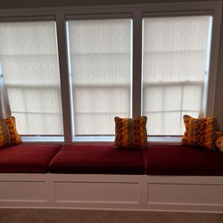 Rainbow Upholstery & Furniture - Window seat custom cushions and throw pillows .