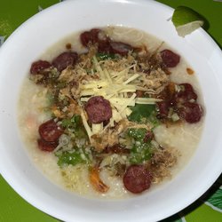 Korner Kitchen and Bar - Lola Rere's Arroz Caldo with added lap xuong (Chinese sausage) & pork floss!!