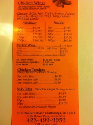 Menu photo 2 Saks Wing Shak Chattanooga, TN Menu photo 2 Saks Wing Shak Chattanooga, TN