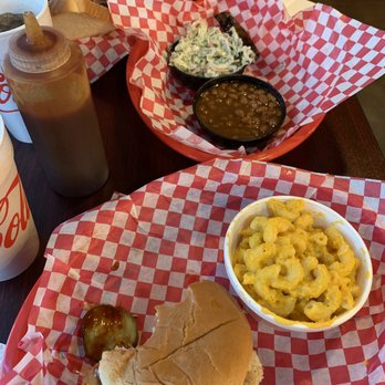 Zombie Pig BBQ - Chicken sandwich, Mac and cheese, beans, slaw - Barbeque Near Me - Columbus, Georgia