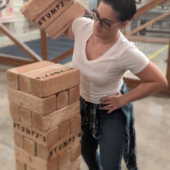 Stumpy's Hatchet House - Princeton - Jumbo Jenga! Make sure to restack for the next group! - Recreation Centers Near Me - Princeton, New Jersey