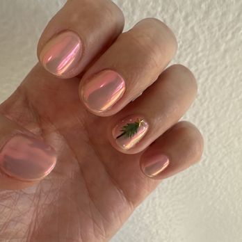 Nailsneedlove Studio - Chrome nails with simple nail art - Nail Salons Near Me - Costa Mesa, California